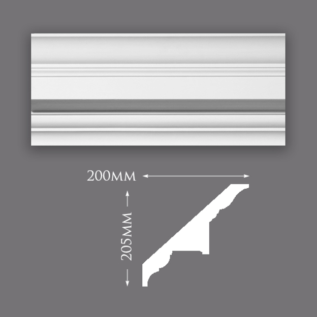 205mm Georgian Run Plaster Cornice