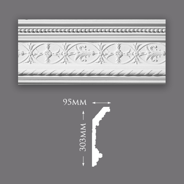 Picture of Sample - Ornate Reed & Ribbon Plaster Cornice