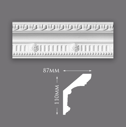 Picture of Sample - Small Rib & Floret Plaster Cornice