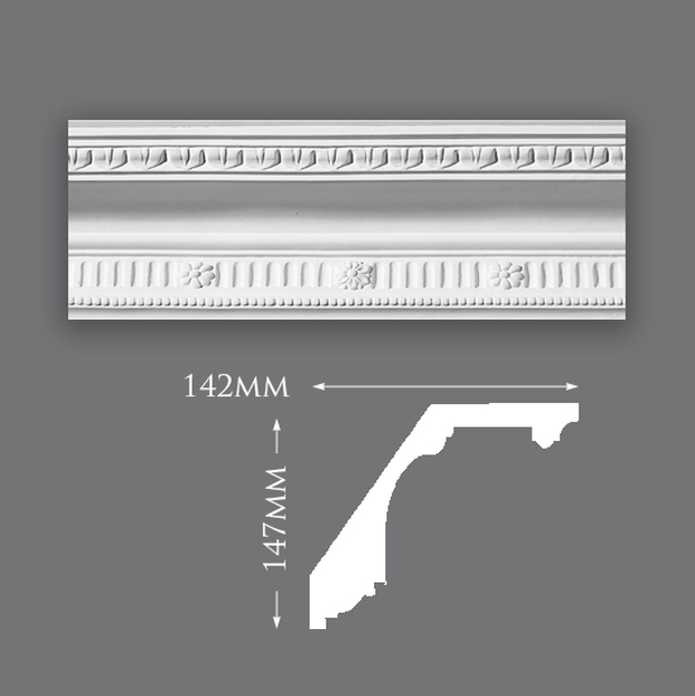 Medium Rib & Floret Plaster Cornice