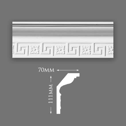 Picture of Sample - Greek Key With Large Motif Plaster Cornice